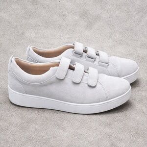 Fitflop Gray Bone Suede Velcro Sneakers